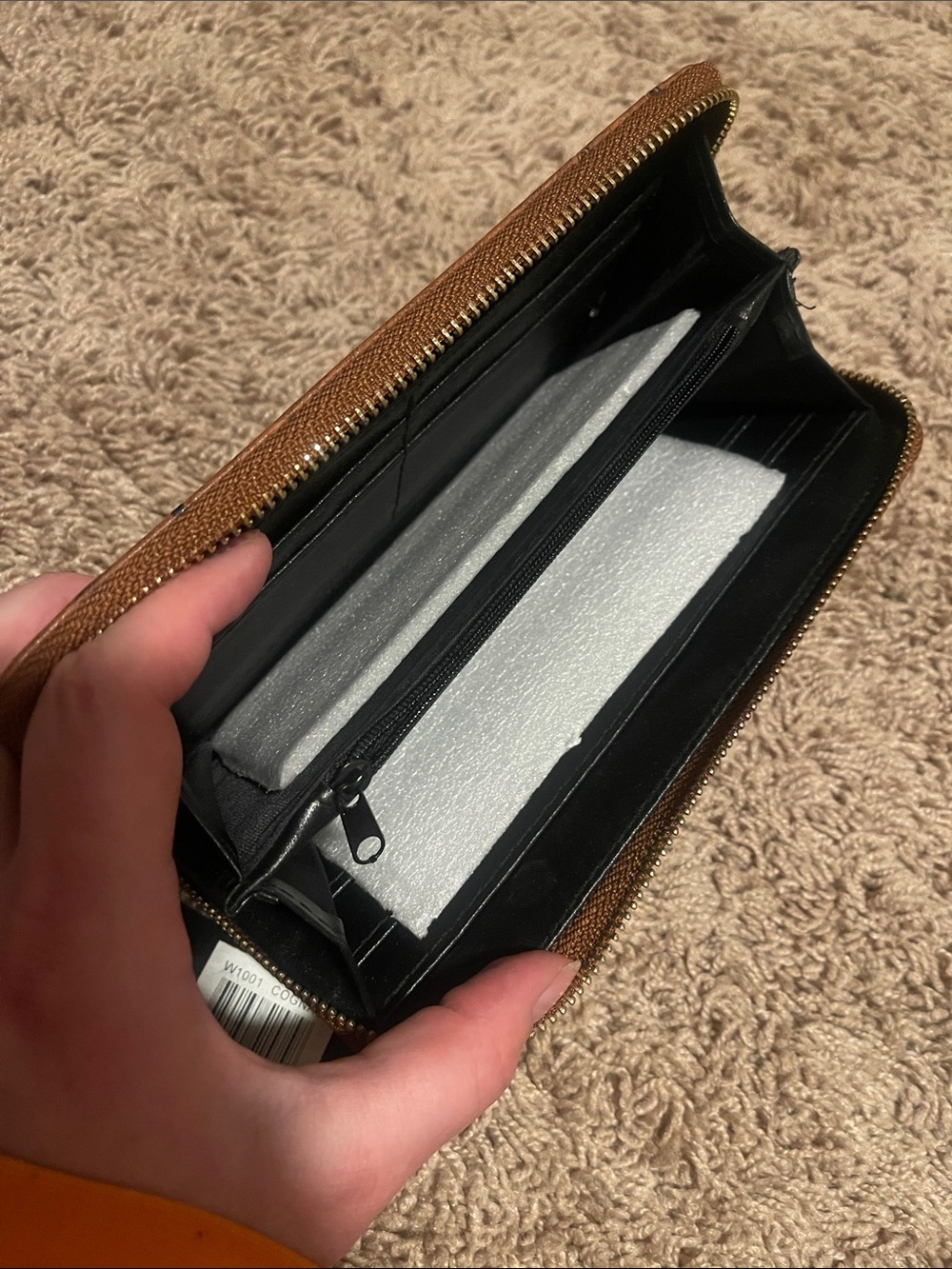 Rebecca & Ritka Brown Ostrich-Embossed Zip Wallet - Picture 2 of 2